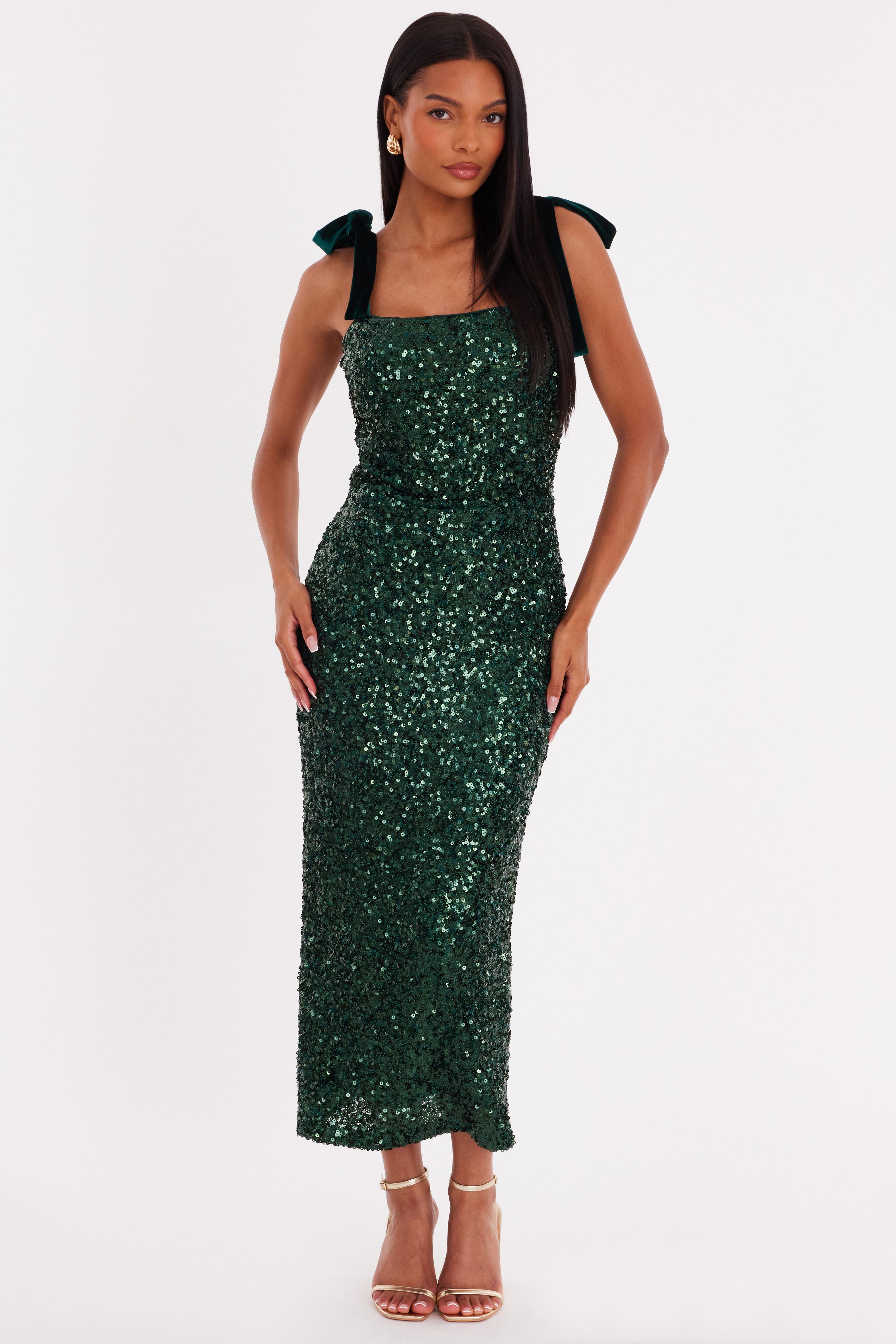 green emerald velvet dress Forest Green Lace Long Dress With V Neck And Lace Up Open Back
