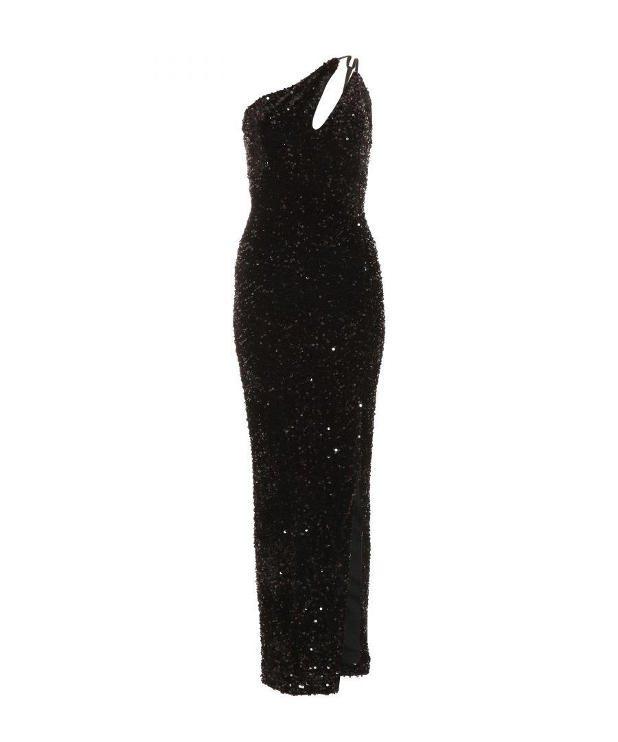 Quiz Sequin Cut Out Maxi Dress in Black
