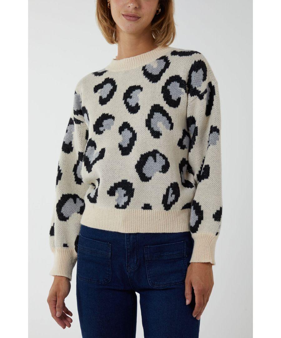 Oversized animal print jumper top