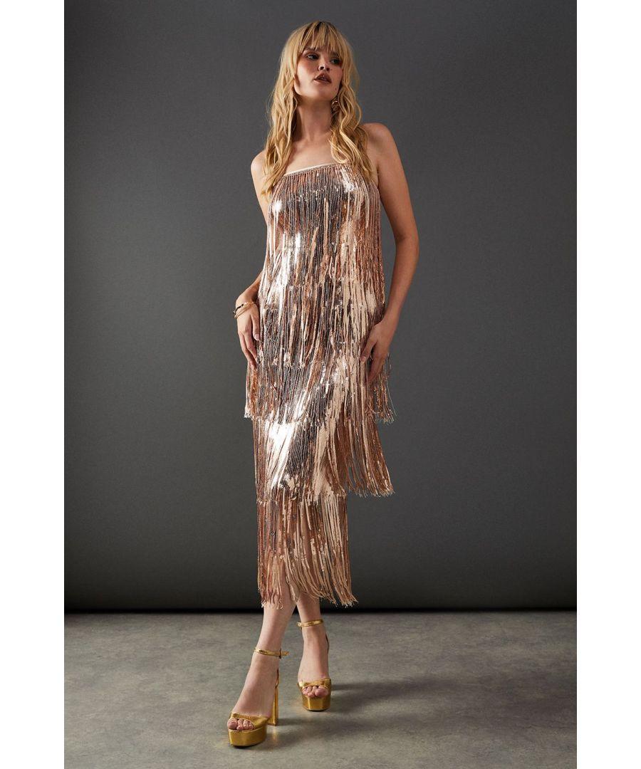 warehouse gold sequin dress GOLD SEQUIN LONG SLEEVE BODYCON DRESS, M