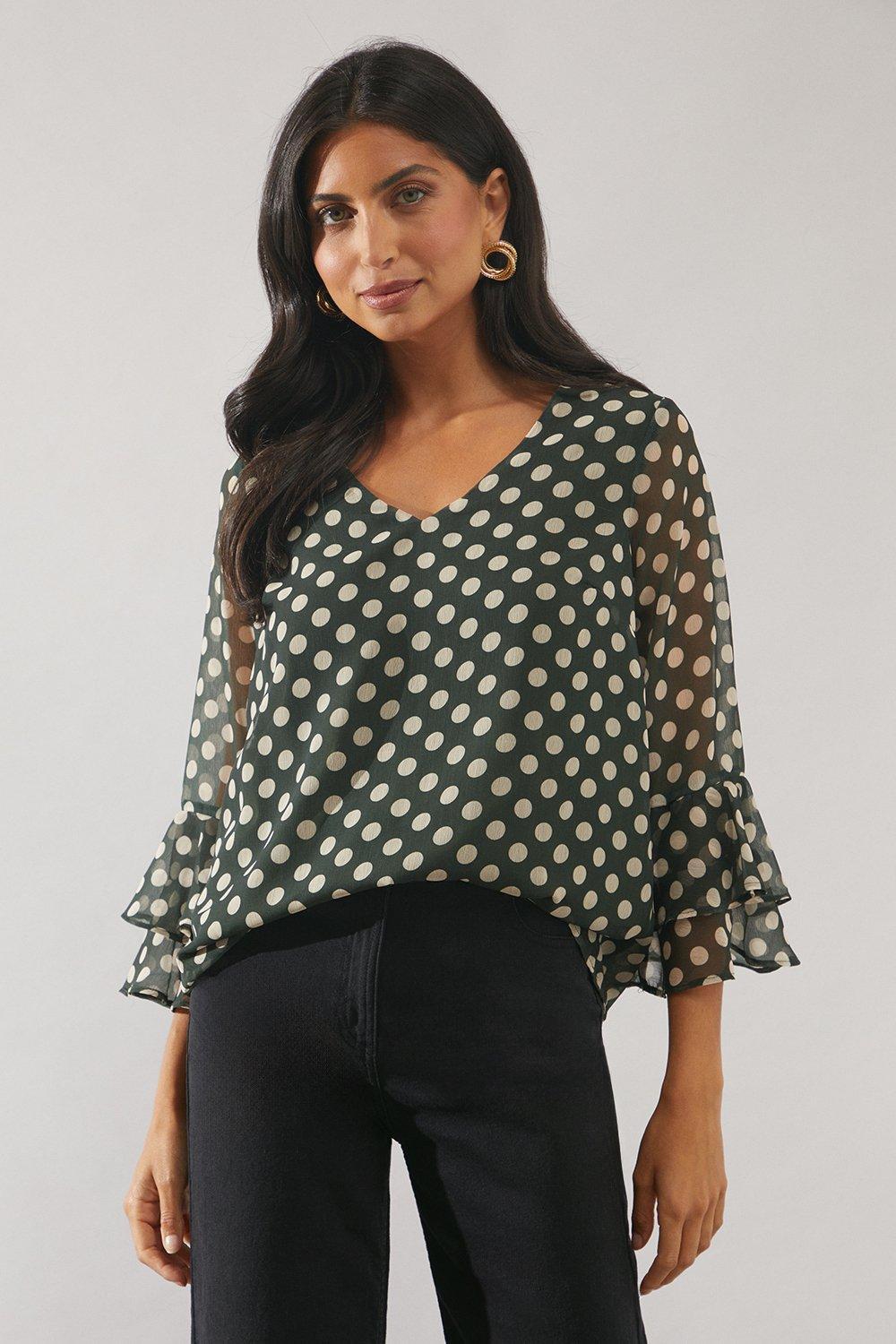 wallis polka dot top
