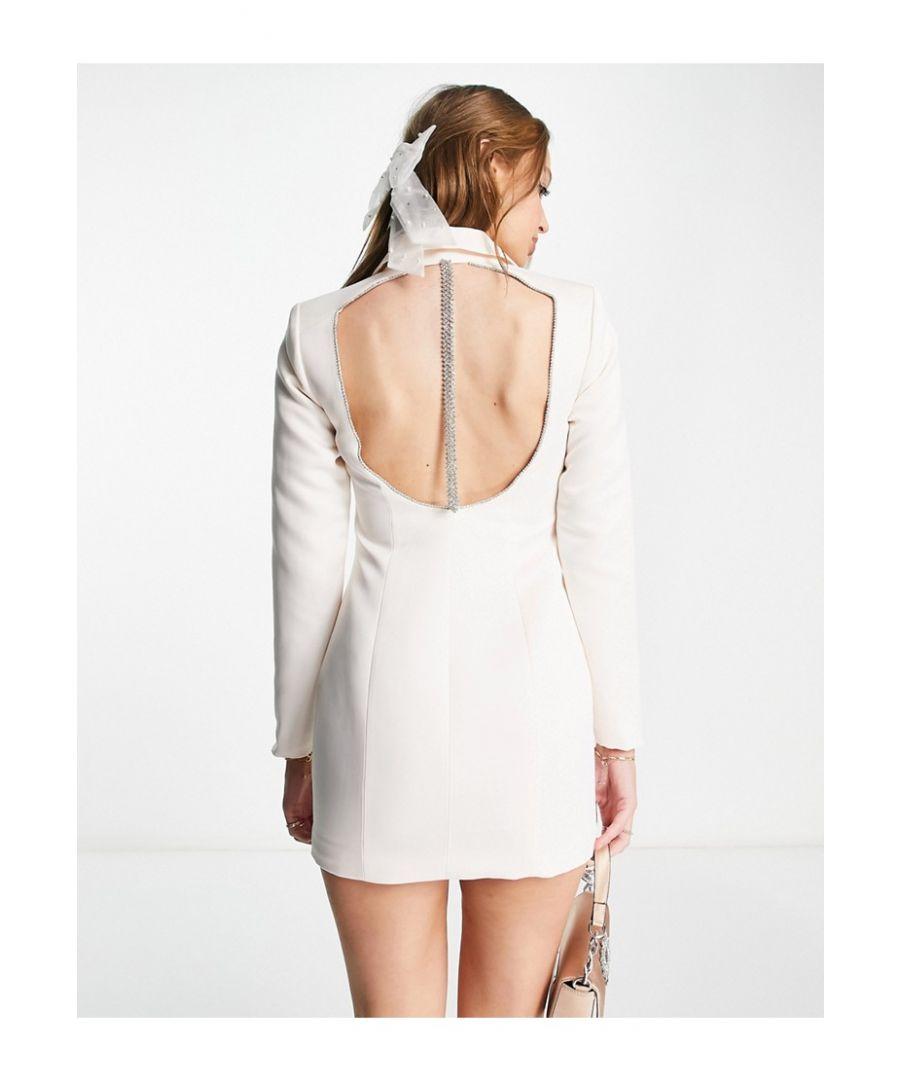 Miss Selfridge Bridal Satin Blazer Dress With Diamante Trim Detail in White Lyst UK