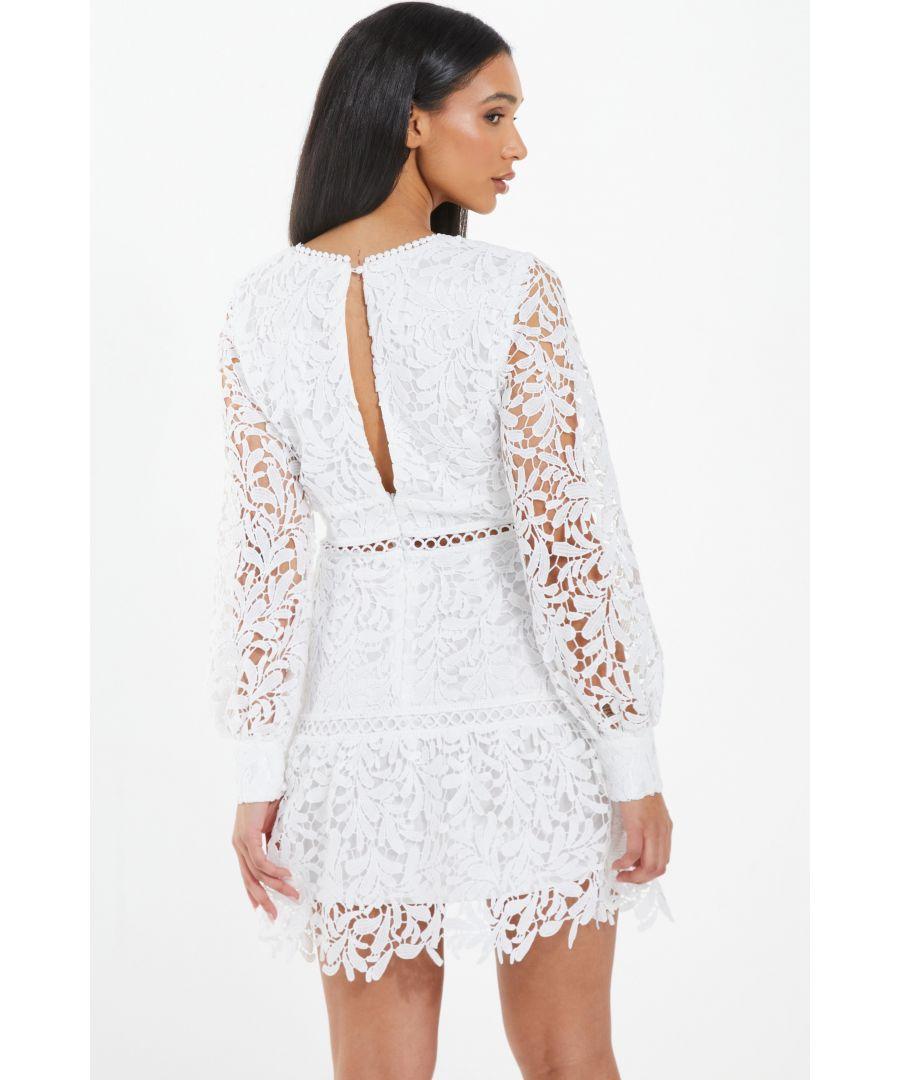 Quiz White Lace Skater Dress | Lyst UK