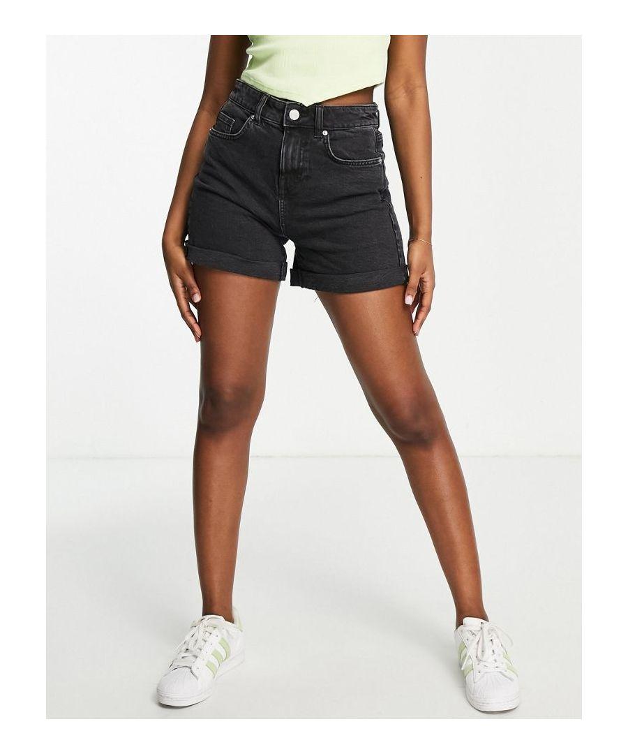 Miss Selfridge Denim Boyfriend Short in Black Lyst UK