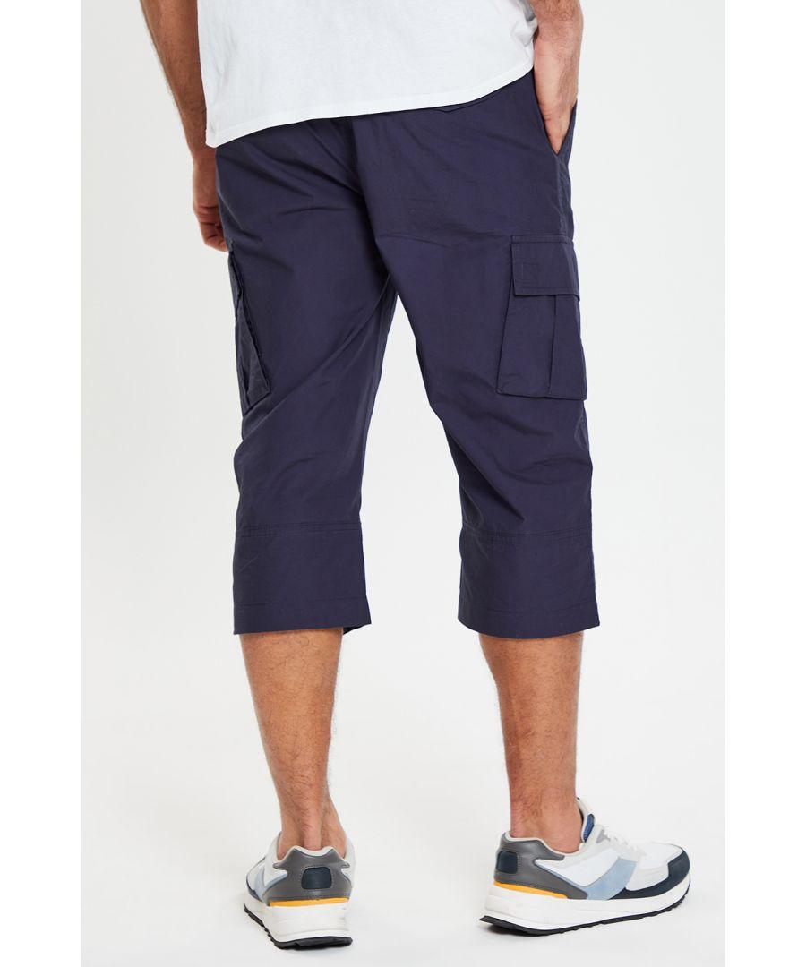 Threadbare 'Bruce' 3/4 Length Cotton Pull On Cargo Trousers in