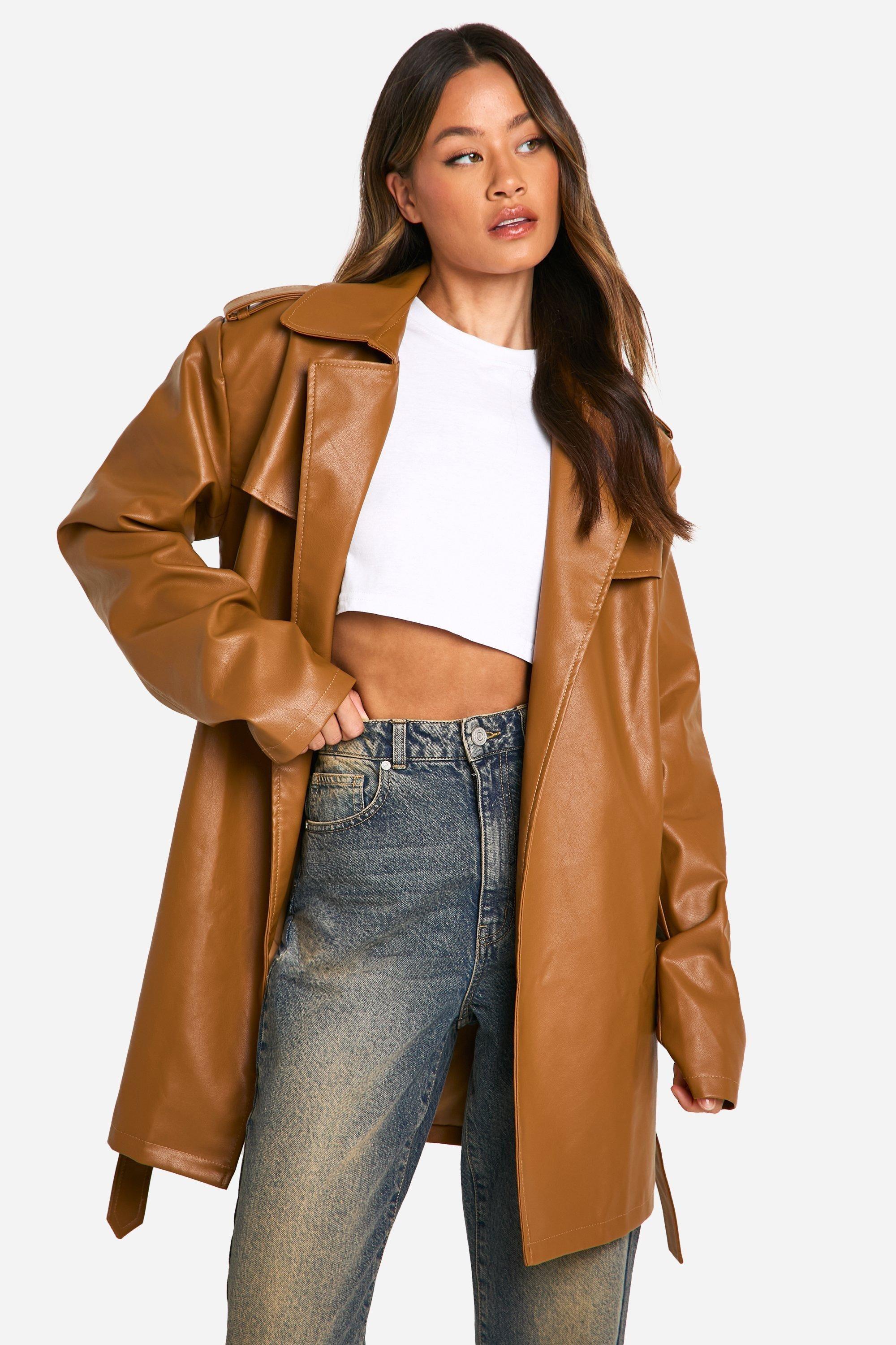 Boohoo Tall Belted Short Trench Coat in Brown Lyst UK