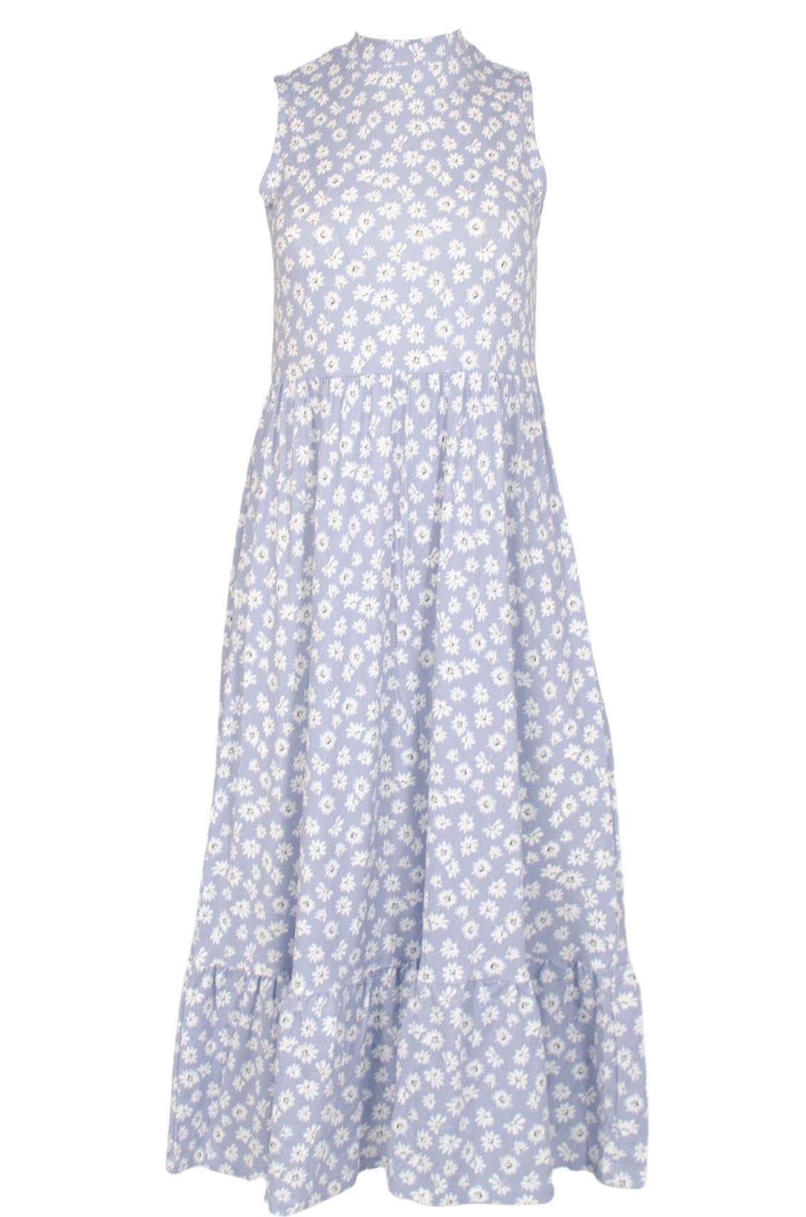 Miss Selfridge Daisy Print Midi Tiered Dress in Blue Lyst UK