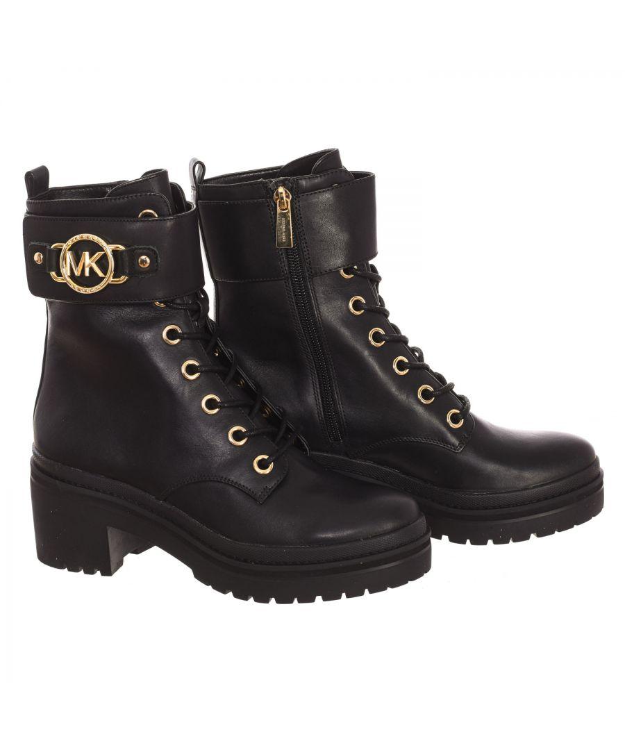 Black heeled military boots sale
