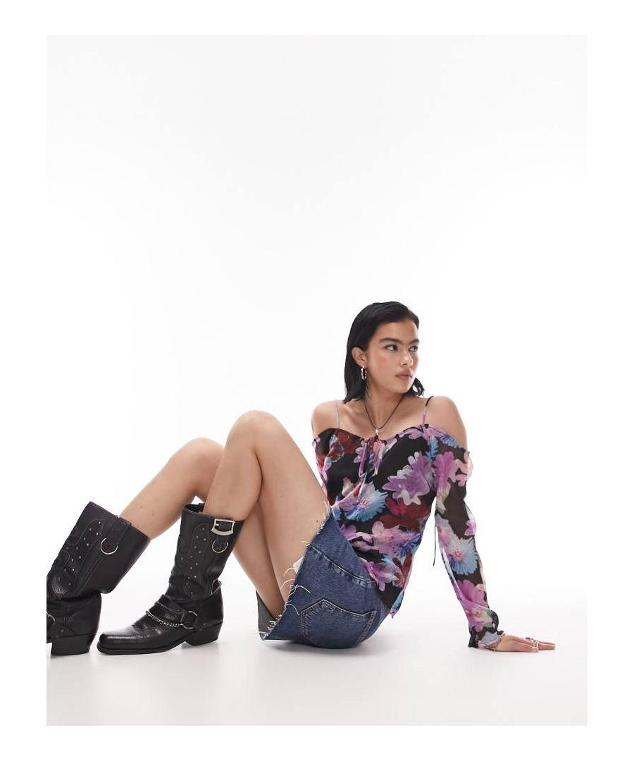 TOPSHOP Printed Cold Shoulder Top in Pink Lyst UK