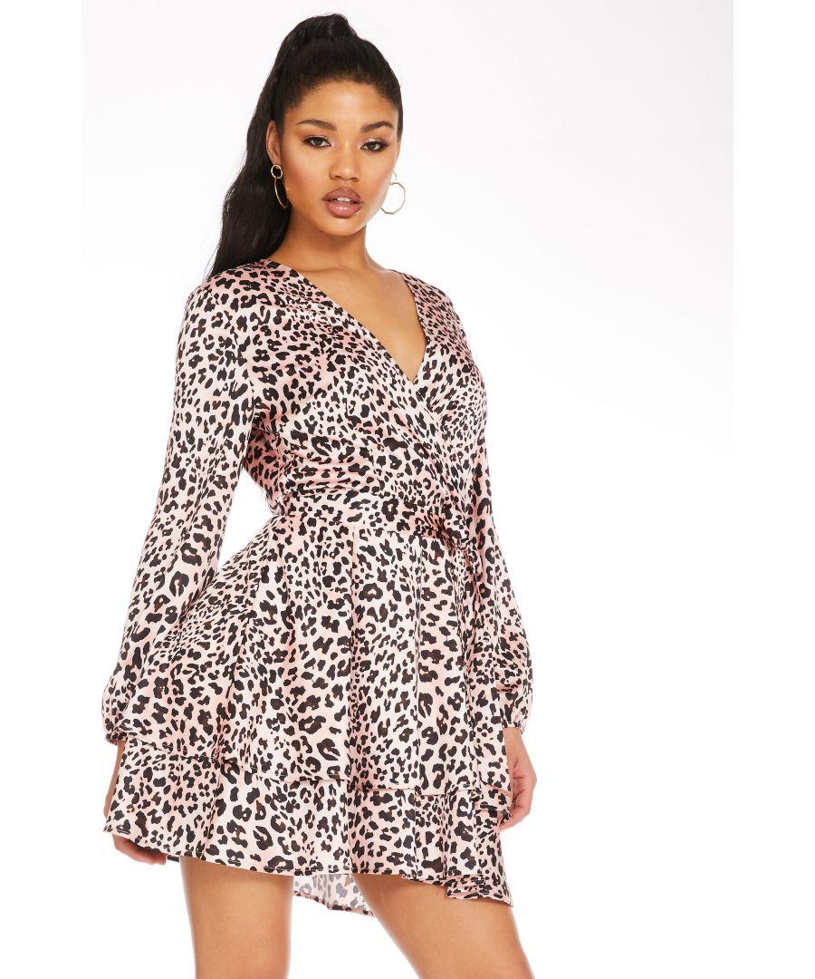 Quiz leopard print wrap sales dress