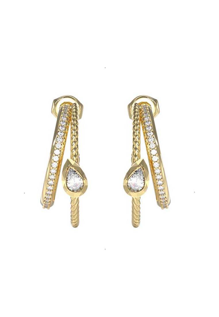 Earrings Creole 35 Stainless Steel & Crystals Gold Crystal – COEUR DE