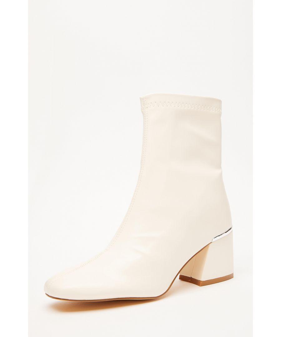Quiz Cream Faux Leather Heeled Ankle Boots in White Lyst UK