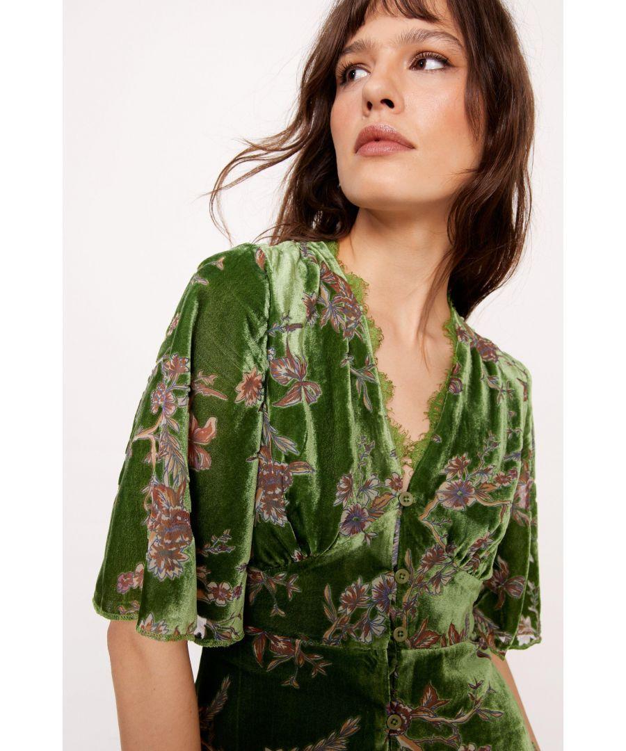Nasty Gal Devore Floral Lace Trim Mini Dress in Green | Lyst UK Nasty Gal Devore Floral Lace Trim Mini Dress in Green | Lyst UK