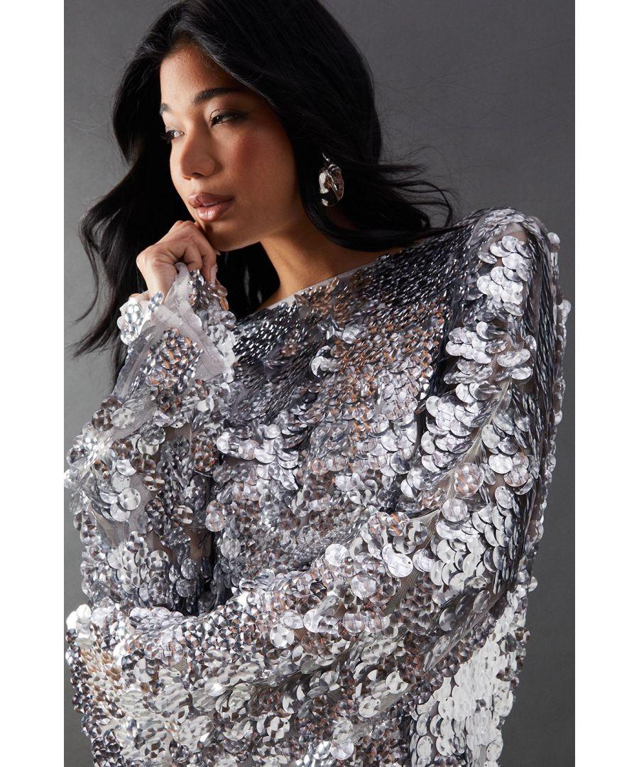 Silver holographic sequin bodycon dress sale