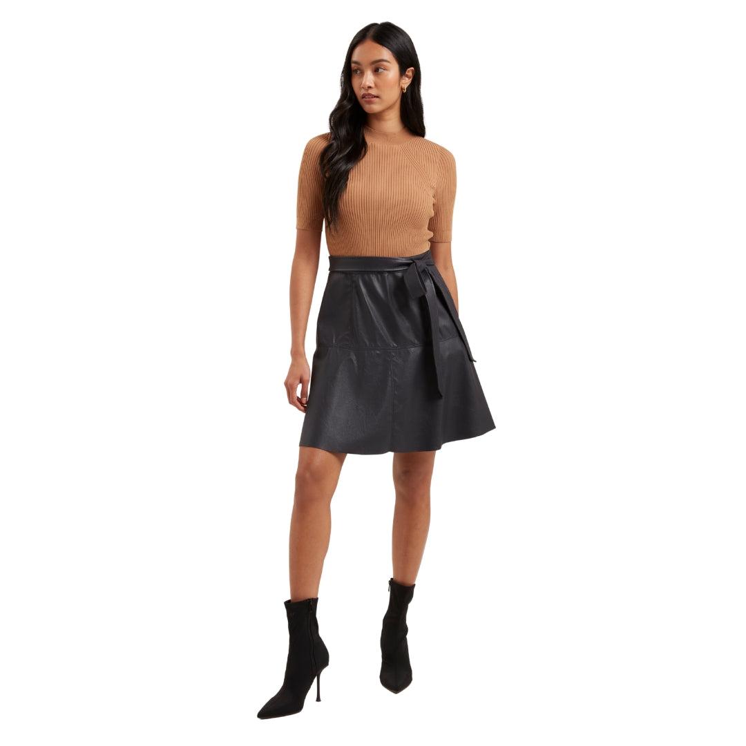 ted baker leather skirt dress Olivia Knit Bodice Faux in Black 60s Inspired