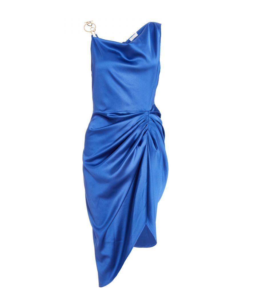 quiz satin ruched midi dress Quiz Satin Ruched Midi Dress in Blue