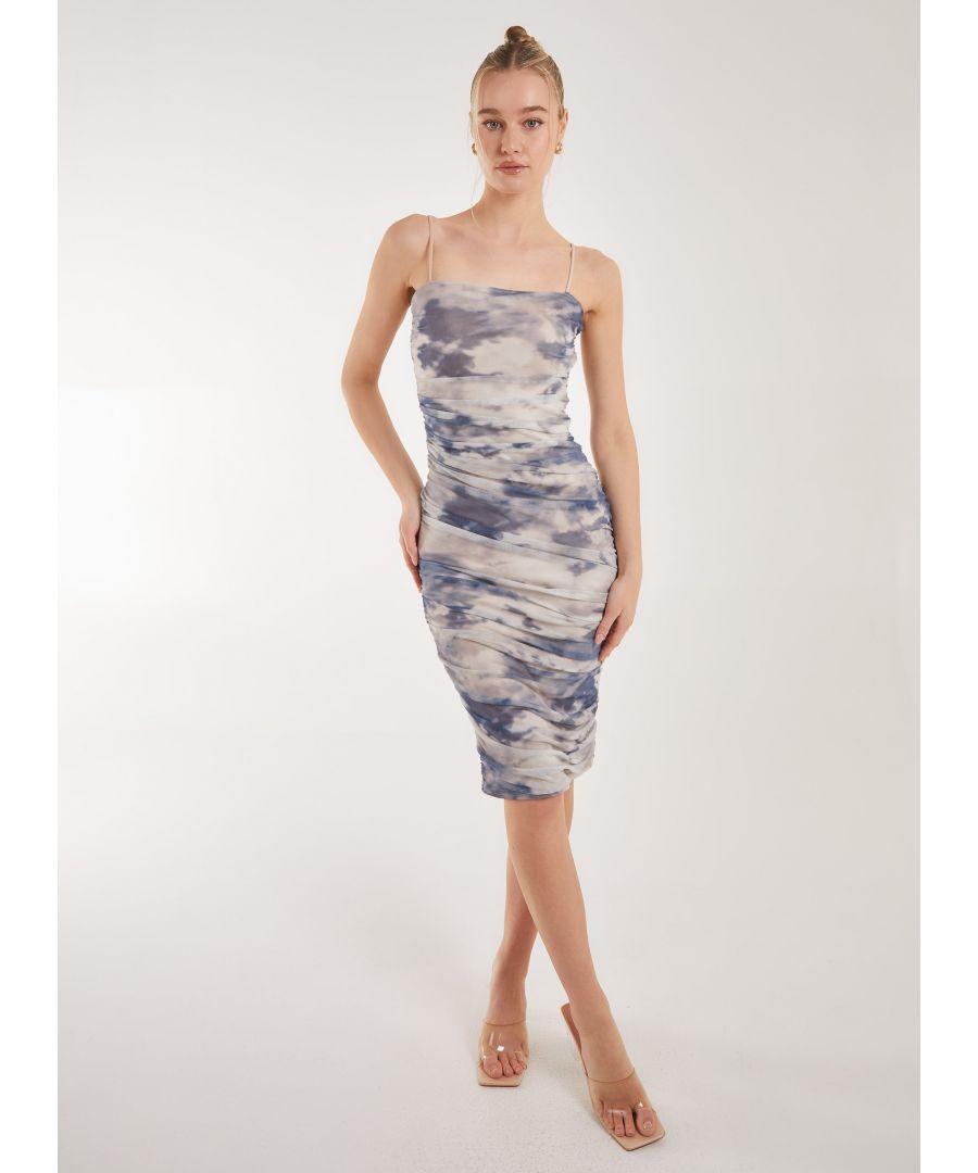 Pink Vanilla Vanilla Strappy Distressed Print Midi Dress in White Lyst UK