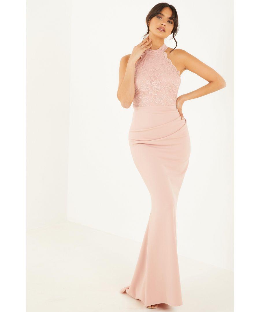 Pink lace fishtail maxi clearance dress