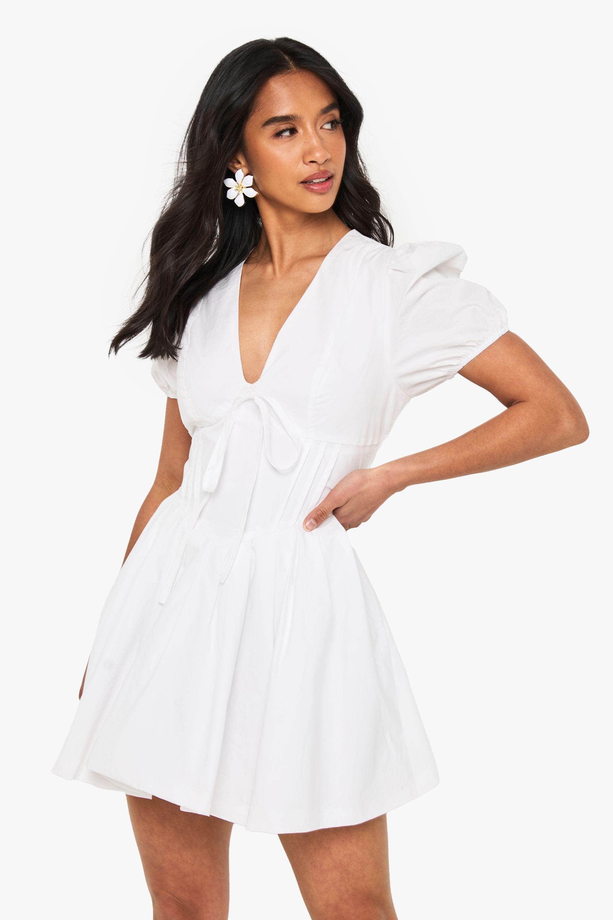 white skater skirt dress New White Skater Skirt Flowing Goddess Dress Size S, M or L