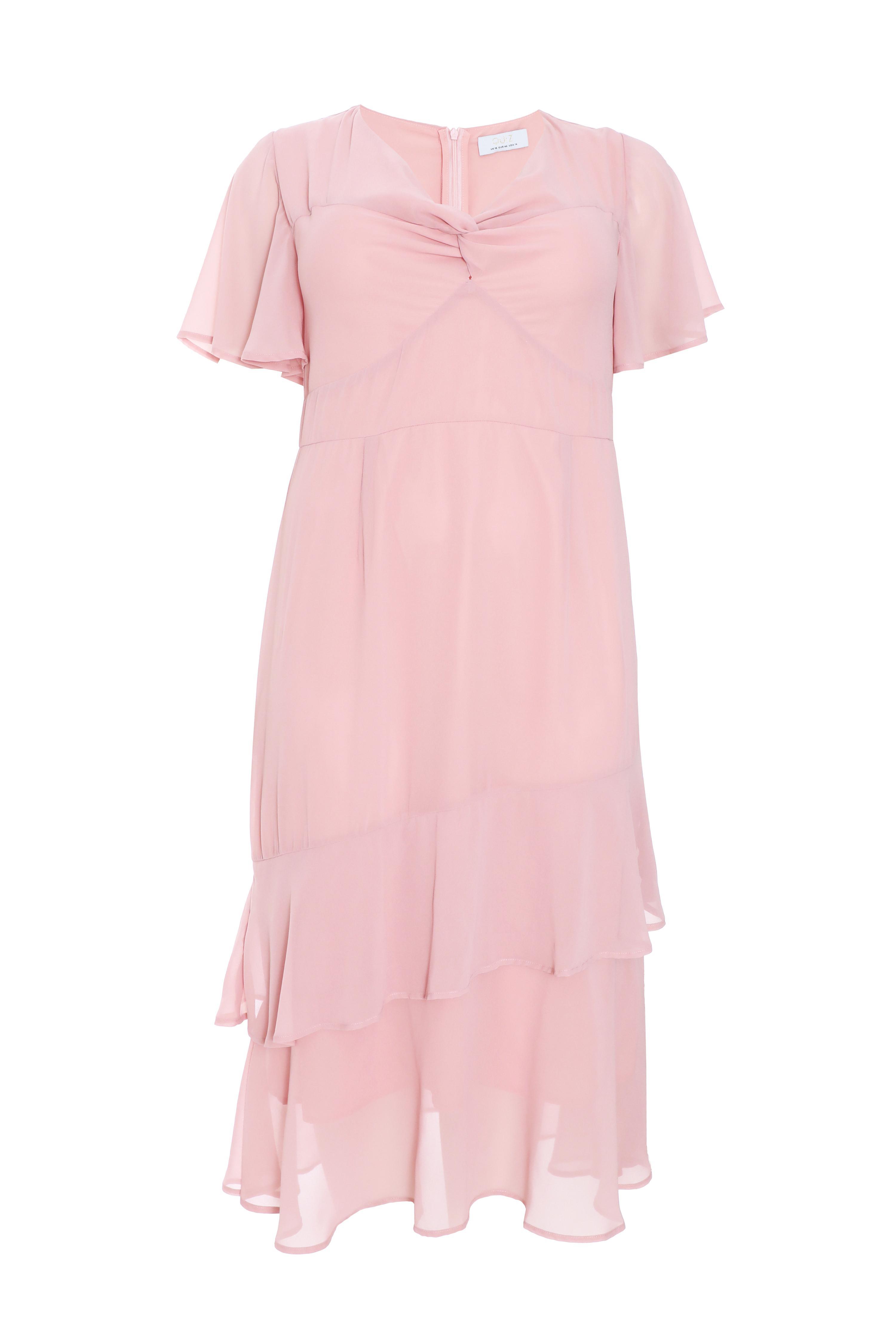 Quiz Curve Chiffon Midaxi Dress in Pink Lyst UK