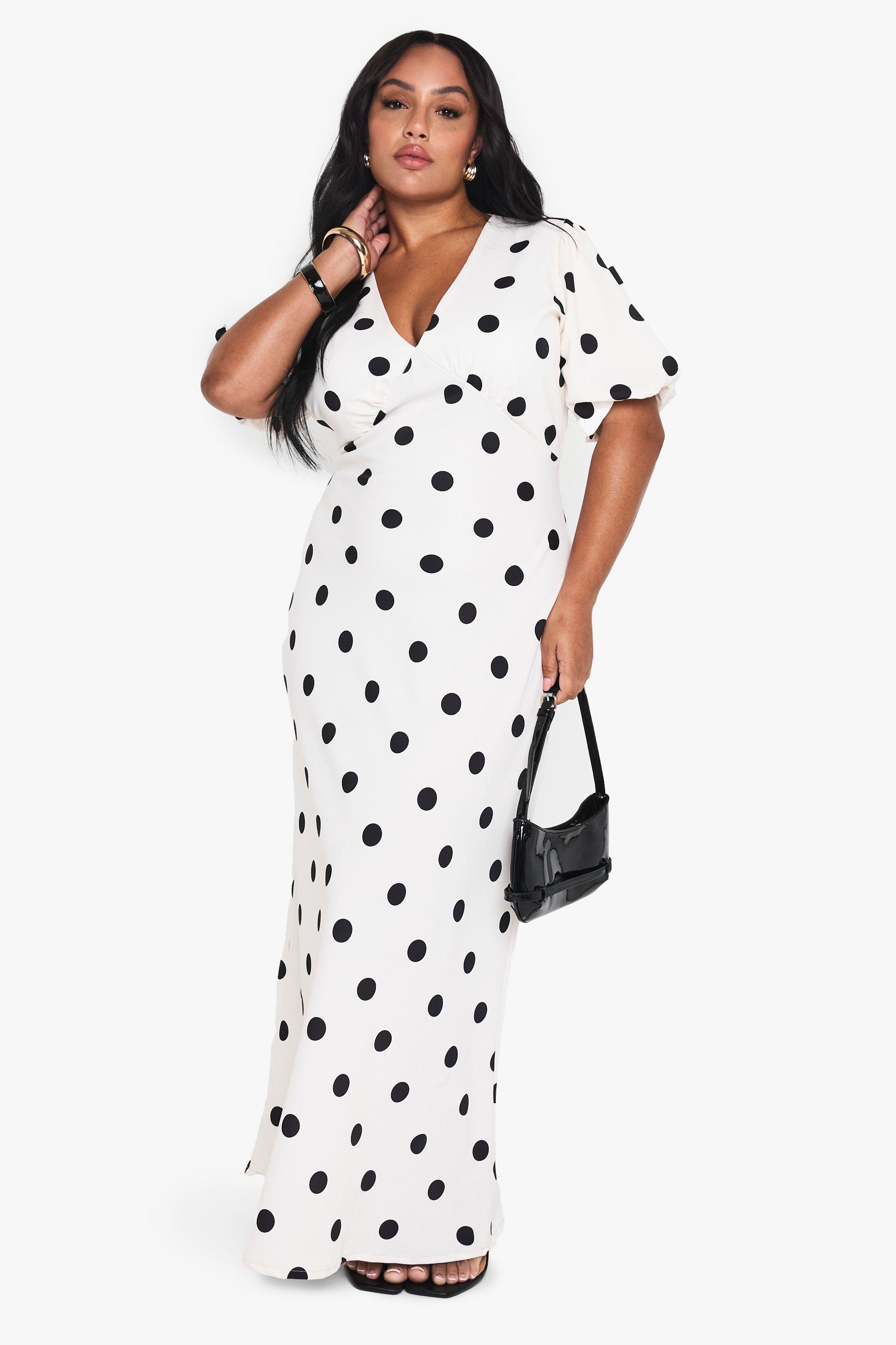 Boohoo Plus Polka Dot Maxi Dress in White Lyst UK