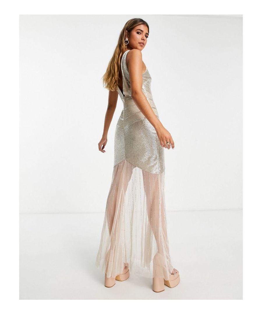 Miss Selfridge Selfridge Bait And Tackle Miss Selfridge Premium Bridal  Embellished Sheer Bottom Maxi Dress In White Lyst UK