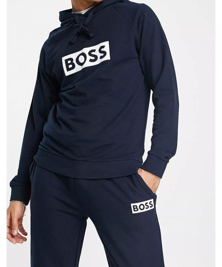 BOSS by HUGO BOSS Bodywear Logo Lounge Hoodie In Navy in Blue for