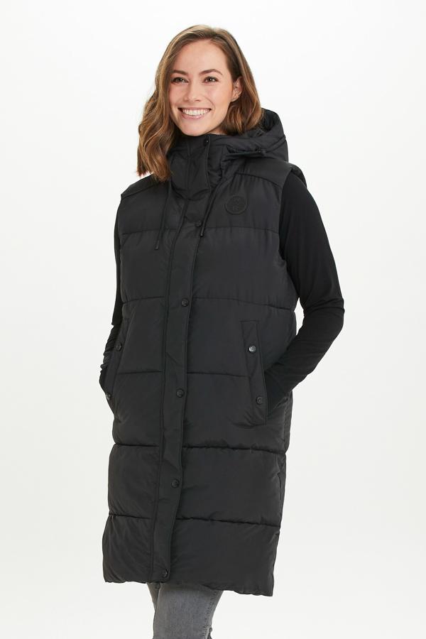 Sosandar Black Longline Padded Puffer Coat Faux Fur Trim Padded - Main Image