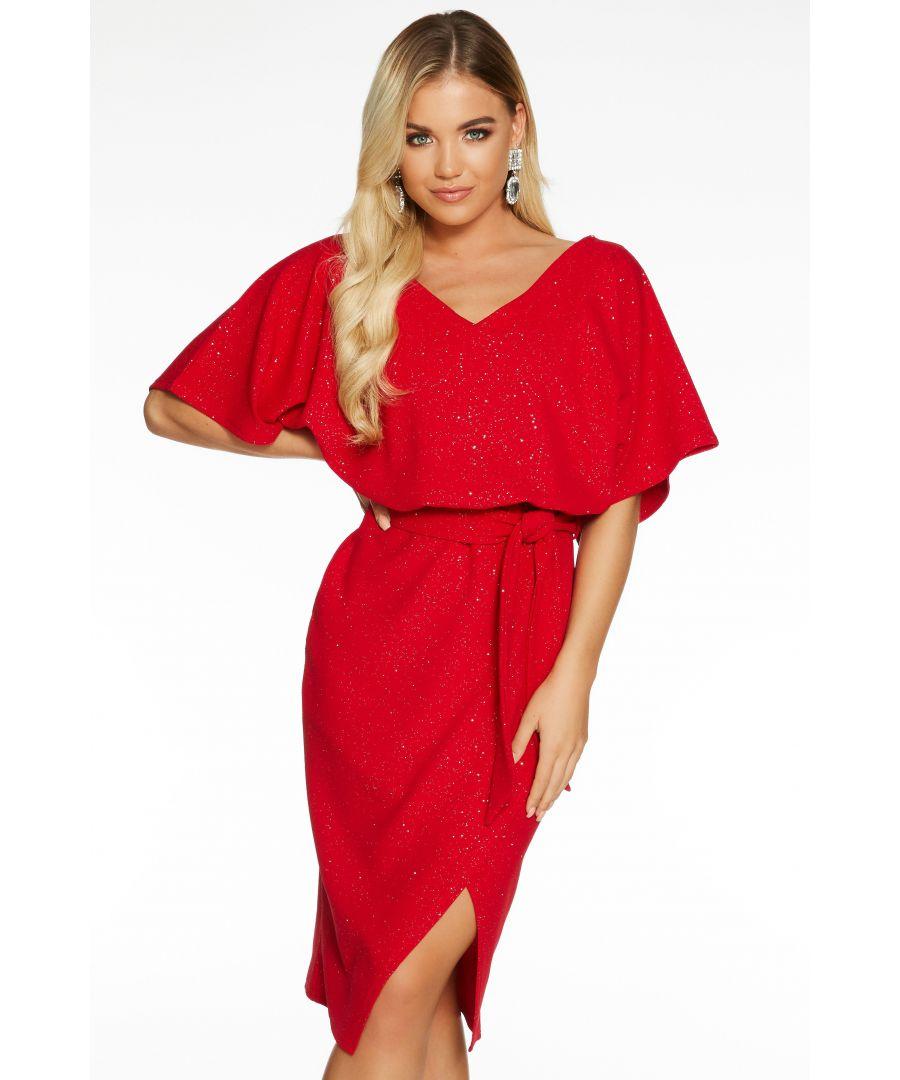 Quiz red cheap batwing dress