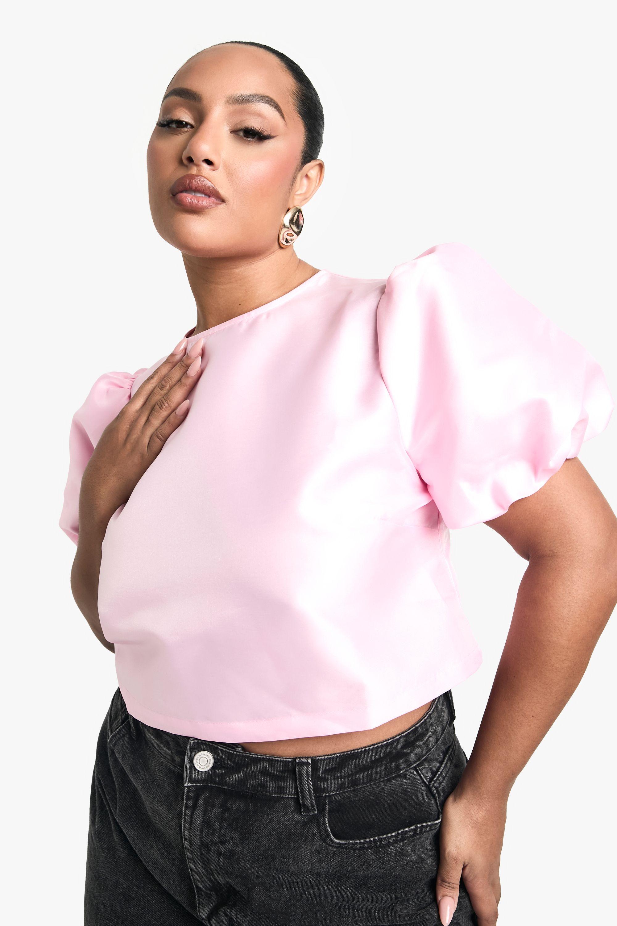 Boohoo Plus Taffeta Bow Tie Back Top in Pink Lyst UK