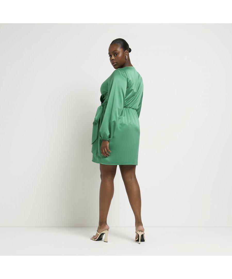 river island green wrap dress Mini Plus Satin in Sequin dress