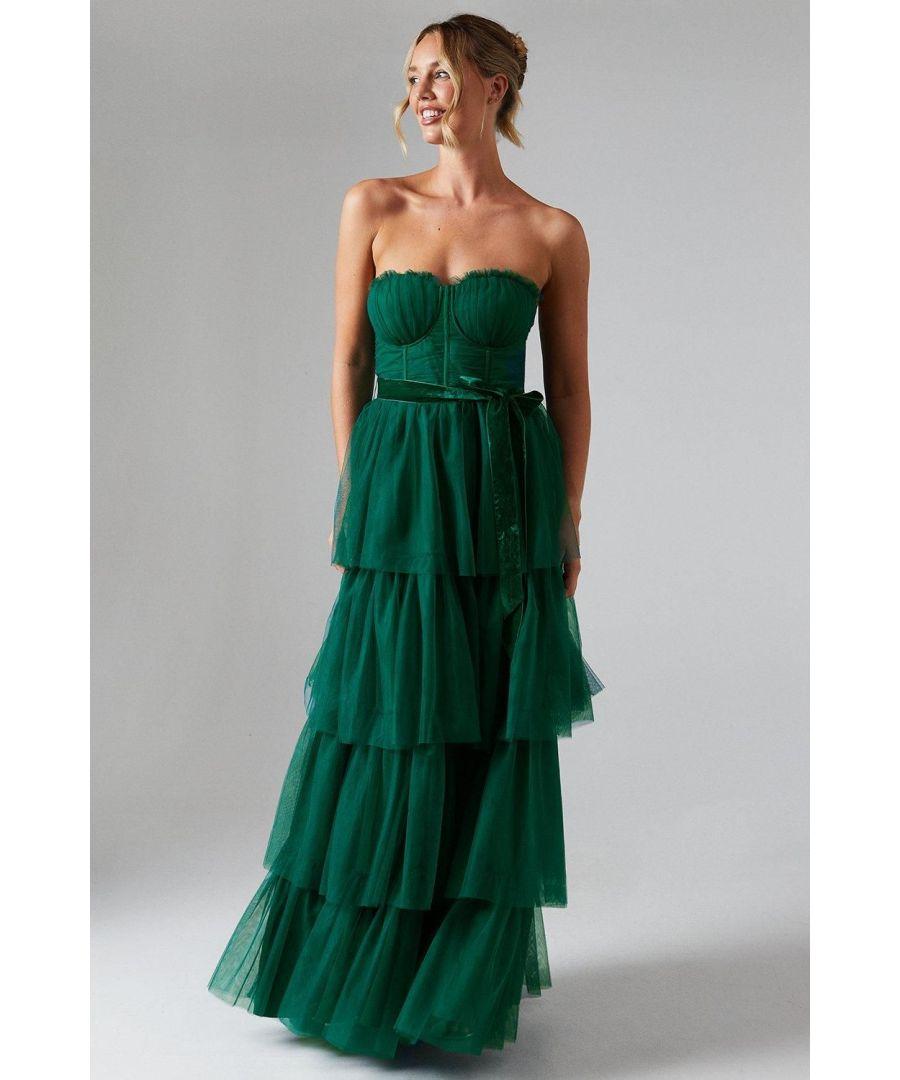 antonia maxi dress hunter green Hyade Green Mesh Plus Size Gown main image 0