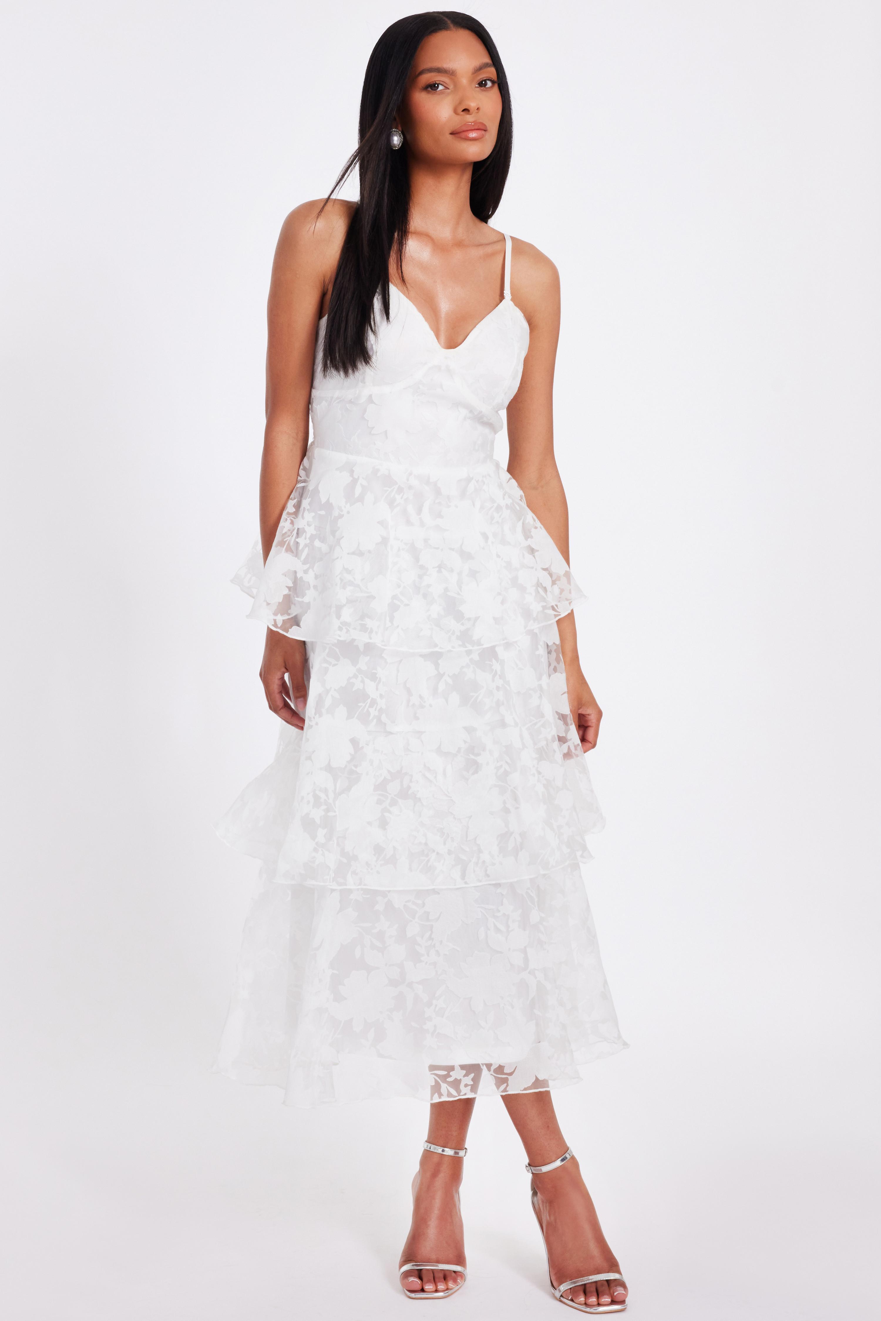 Lace Lulus Blue And White Floral Dress Quiz Chiffon Floral Midaxi Dress  Elastane In White Lyst UK
