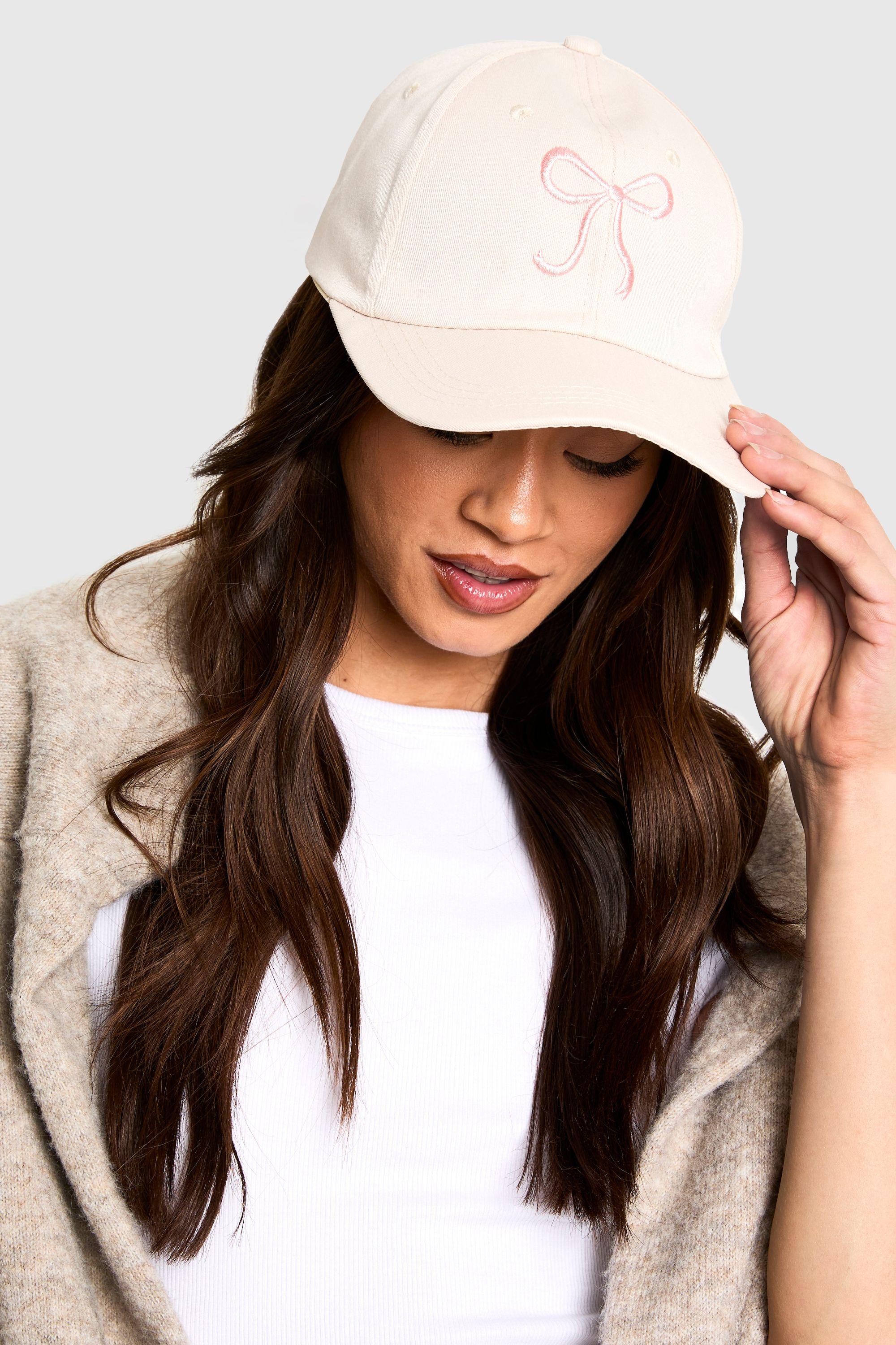 Baseball Cap Boohoo Hats Boohoo Bow Embroidered Cap In Black Lyst UK