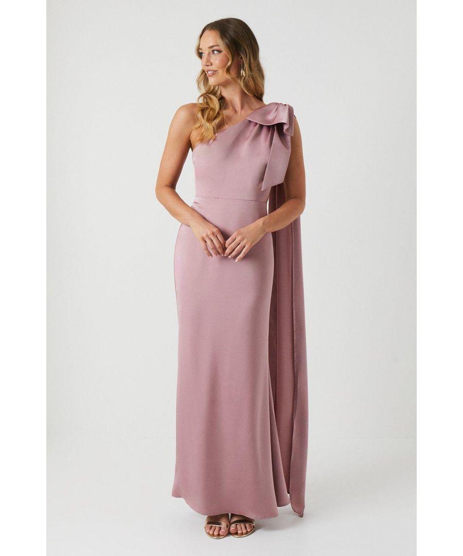 Coast Bow And Drape Detail One Shoulder Satin Bridesmaids