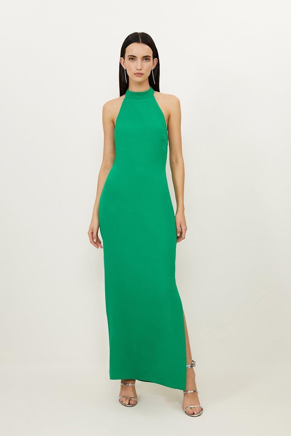 karen millen green dress Karen Millen Abstract Print Knitted Maxi Dress in Green