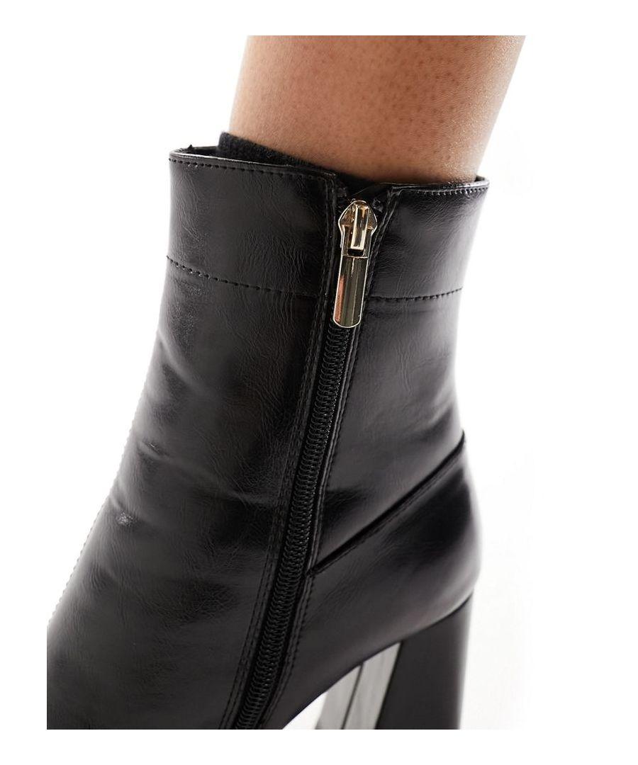 ASOS Everest Flared Heel Boots in Black Lyst UK