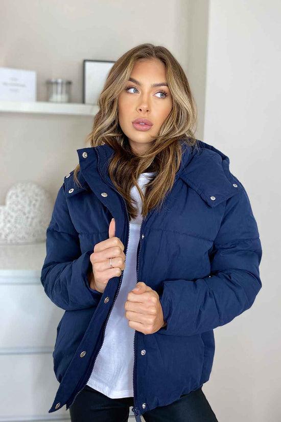 Urban Bliss Veneto Waisted Puffer Jacket in Blue Lyst UK