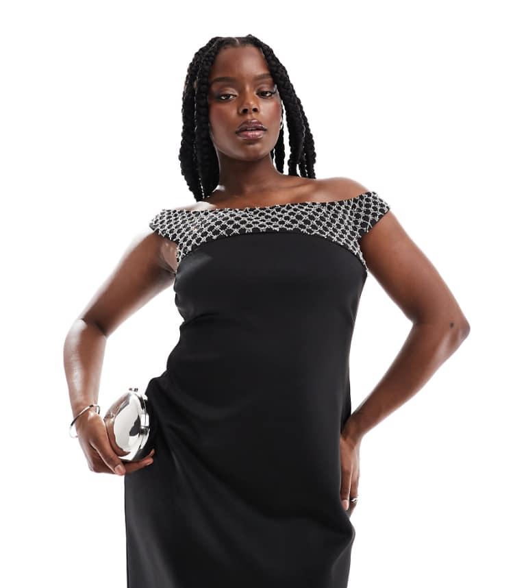 Asos Design Black Bardot Pencil Dress Asos Dresses Bardot Fold Wrap Front Midi Pencil Dress Buy