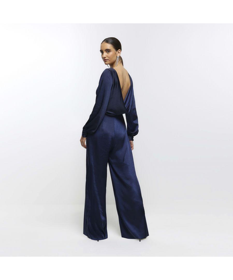 River island navy jumpsuit on sale