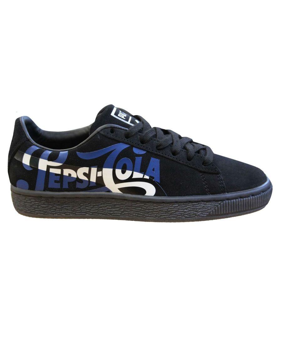 PUMA Suede Classic X Pepsi Trainers Black Leather Lace Up