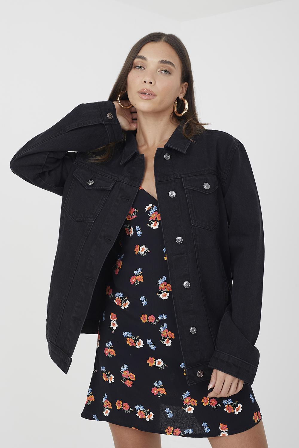 Brave Soul 'Fielding' Oversized Denim Jacket in Black Lyst UK