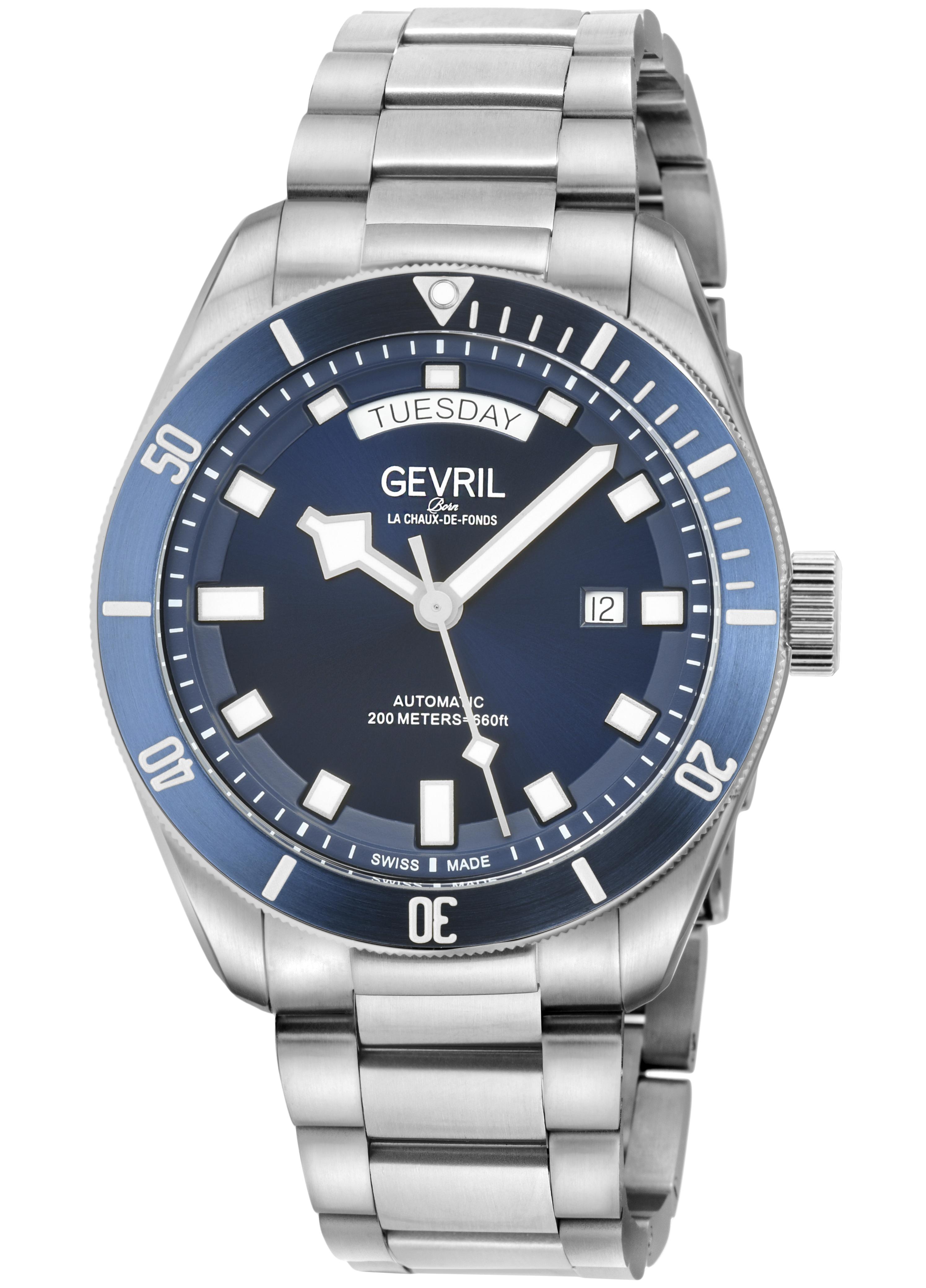 Gevril Yorkville 316L Ss Case, Ring, Sunray Dial, Stainless Steel