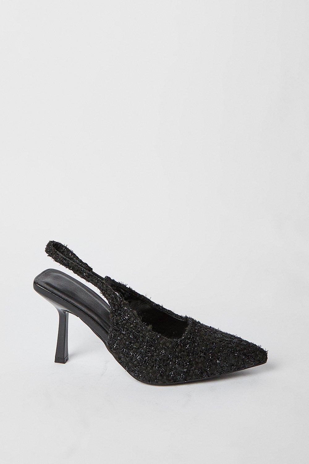 Slingback Faith Black Court Shoes Faith Candy Woven Textile