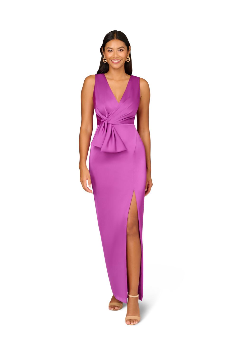 Adrianna Papell Crepe Back Satin Column Gown in Pink Lyst UK