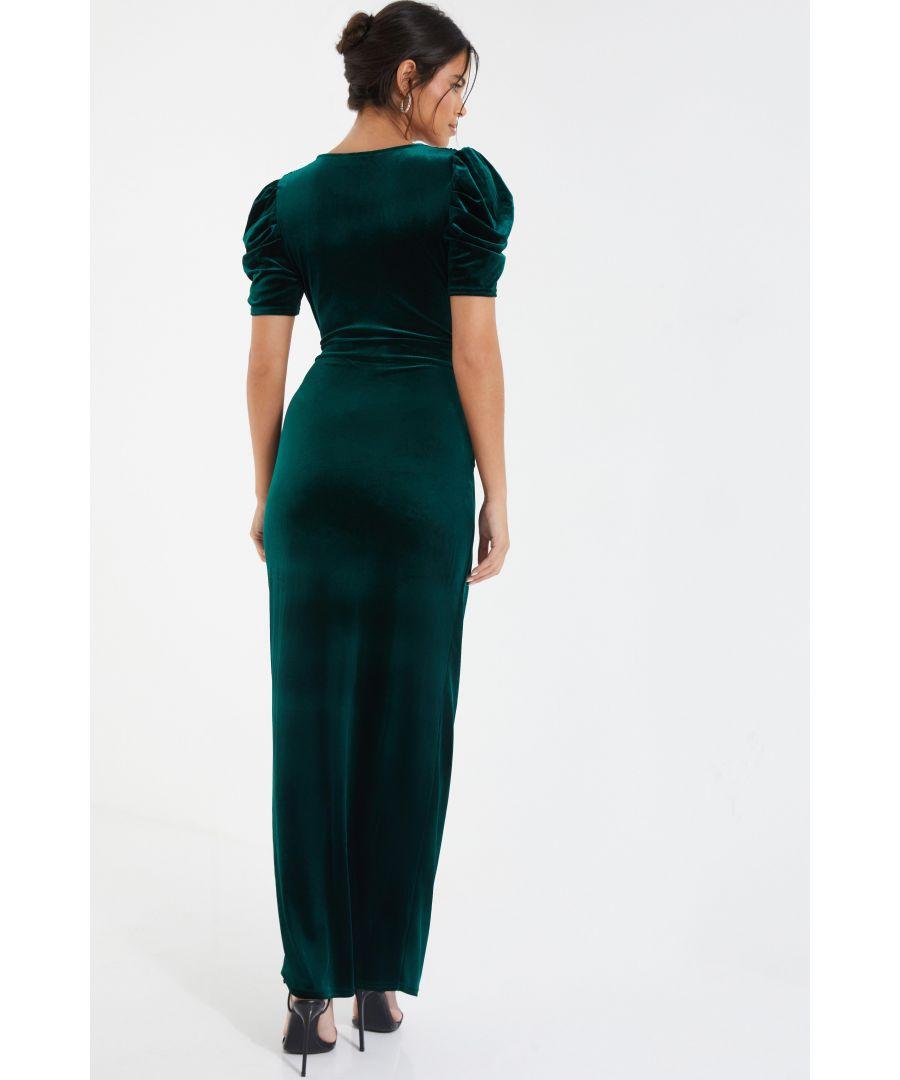 Quiz Green Velvet Wrap Maxi Dress | Lyst UK