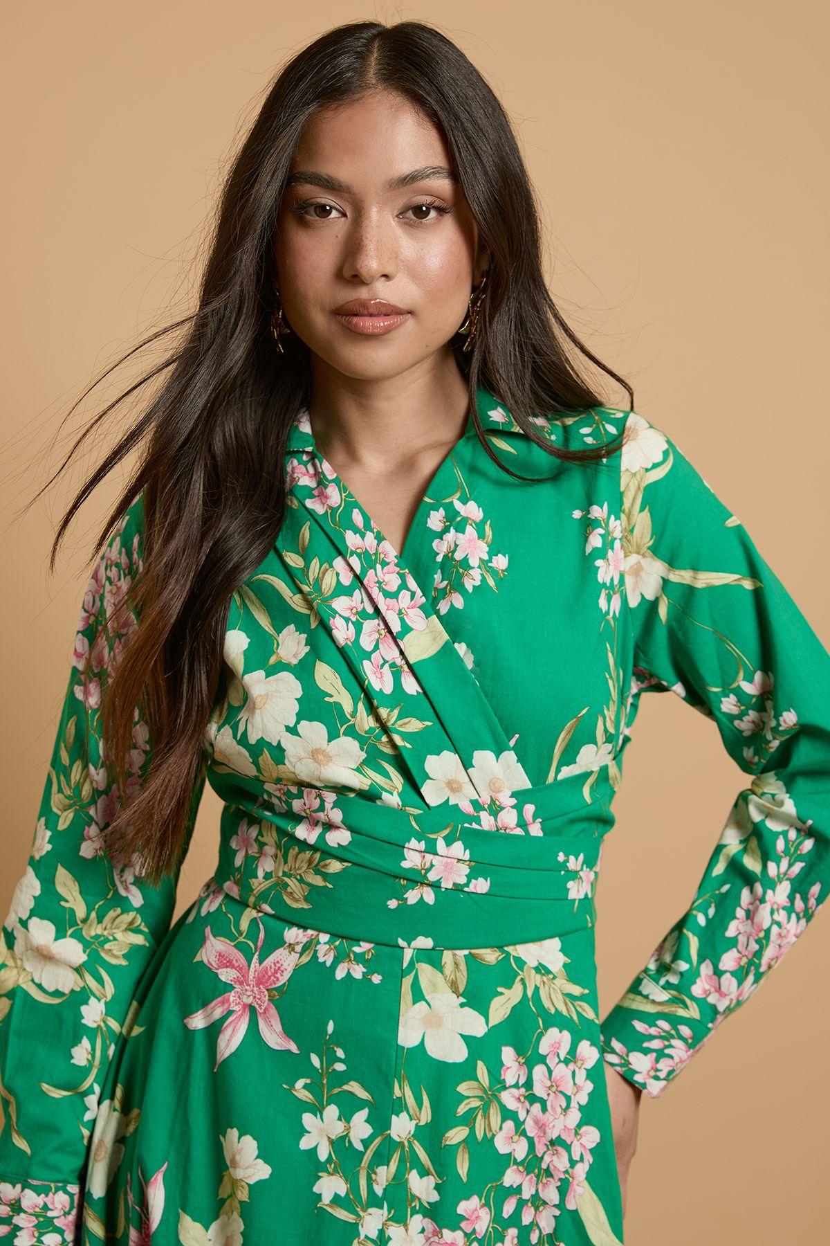 oasis green wrap dress FS Collection Wrap Maxi Dress In Green