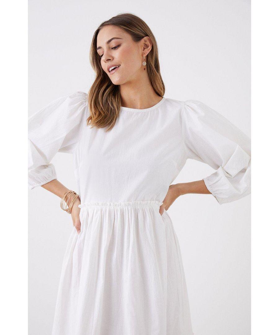 Dorothy Perkins Midi Tiered Smock Dress Cotton in White Lyst UK