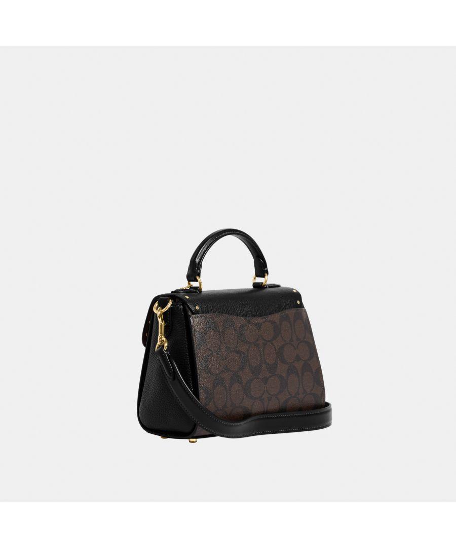 COACH Signature Colorblock With Rivets Morgan Top Handle Satchel Bag in Black Lyst UK