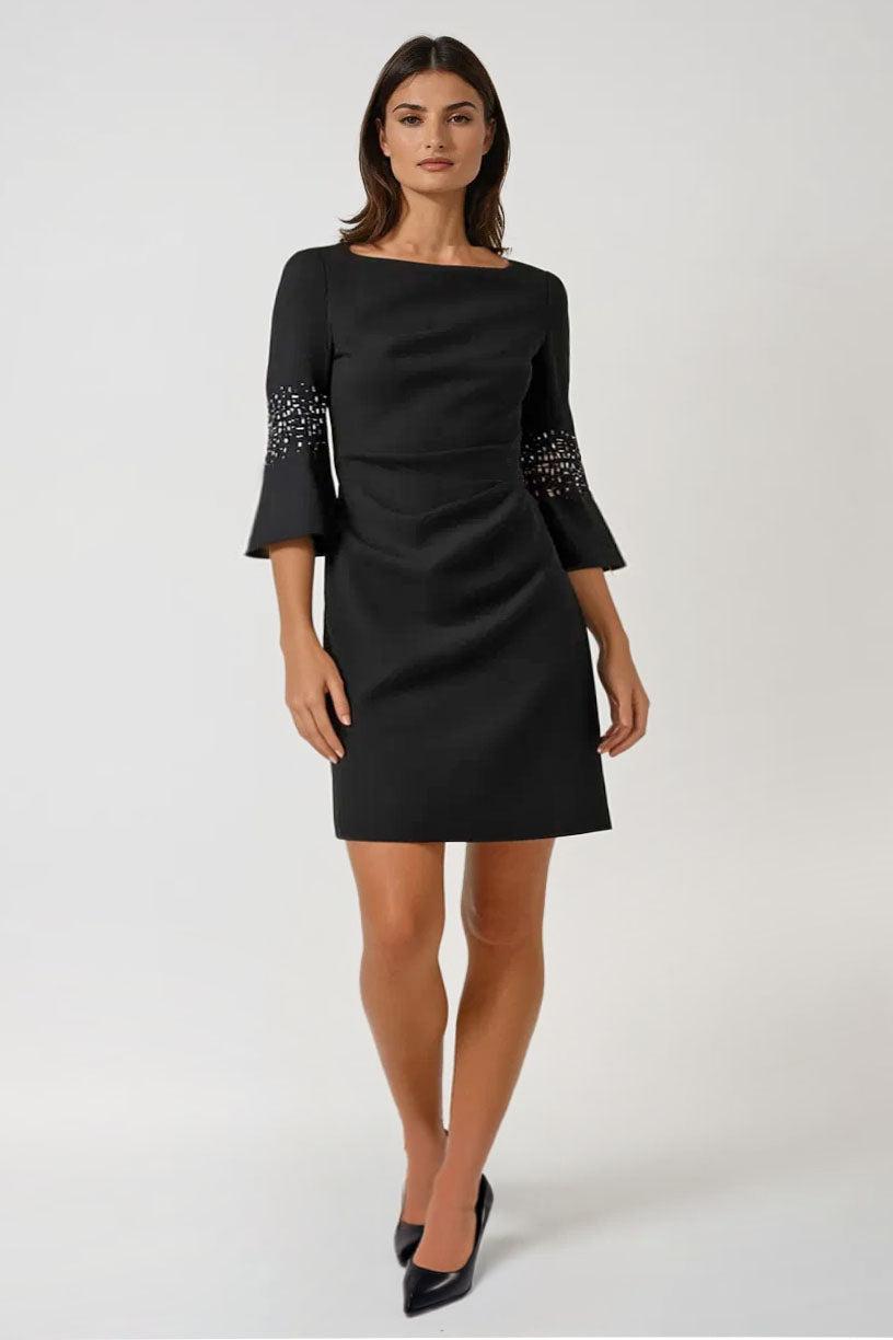 v neck sleeveless black dress Women's With You In Mind Beaded V-Neck Midi | Size: S Length approx Ramadan Eid Dress Ava Presley 26357 A Size:Custom-made